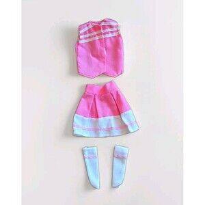 Vintage 80s Barbie Clone Mod Outfit Fashion Doll Skirt Top Vest Socks 4pc Tennis